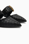 Meeri Black Buckle Closed Toe Heeled Women's Slippers - 6