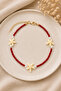 Red Beaded White Starfish Anklet with Metal Accessories - 2