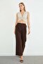 Elastic Waist Pleated Palazzo Trousers - 5