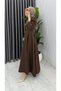 Women's Brown Hijab Stylish Elegant Dabıl Crepe Fabric Asel Model Dress - 4