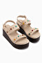 Mariah Beige Beaded Detailed Wedge Heeled Women's Sandals - 4