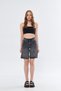 Women's Black Jean Shorts – 100% Cotton Denim with Side Slits Above the Knee
