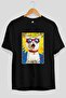 For the Love of Cats 56 Front Cat Printed Black Oversize T-Shirt 100% Cotton Unisex Cat Lover Premium Design