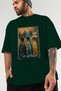 For the Love of Cats 66 Front Cat Printed Green Oversize T-Shirt 100% Cotton Unisex Cat Lover Premium Design - 3