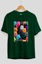 For the Love of Cats 54 Front Cat Printed Green Oversize T-Shirt 100% Cotton Unisex Cat Lover Premium Design