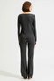 Women's Plus Size Asymmetrical Cut Boat Neck Long Sleeve Spanish Flare Buttoned Ribbed Knitted Suit Casual - 5