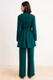 Women's Plus Size Double Breasted Collar Belted Woven Jacket Pants Set Long Sleeve Casual Comfortable Modern - 5