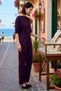 Women's Plus Size Short Sleeve Seersucker Textured Knitted Set Boat Neck Long Pants Relaxed Fit Casual - 2
