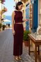 Women's Plus Size Sleeveless Pool Collar Slit Knitted Blouse Skirt Set Long Length Unlined Daily Casual - 2
