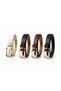 Women's Thin Belt Set of 4 Seyah White Tan Brown Faux Leather with Gold Buckle - 2