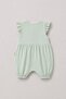 Ruffled Button Closure Linen Baby Romper - 3