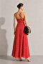 Mina Floral Patterned Long Dress Red - 4