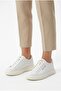 Men's White Leather Platform Sneaker with Gold Text Detail and Lace-Up Casual Shoes - 7