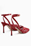 Eleni Red Ankle Buckle Women's Heeled Shoes - 7
