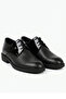 Men's Black Saffiano Patent Leather Combined Leather Derby Classic Lace-Up Formal Shoes - 4