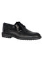 Men's Black Saffiano Patent Leather Combined Leather Derby Classic Lace-Up Formal Shoes