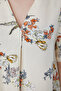 Women's Ecru Floral Patterned V-Neck Comfortable Fit Long Dress - 7