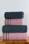 Set of 4 Leopard Patterned Border Towels |   2 Pcs 70X140 cm Bath Towels + 2 Pcs 50X90 cm Hand Face Towels |   100% Cotton |   Premium Hammam Set - 3