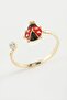 Zengemtr Ladybug Enamel (223526) Ring with Stones-Yellow - 2
