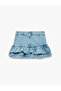 Cotton Pocketed Denim Skirt with Ruffle Detail - 3