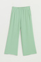 Stylish Tunic Pants Set with Gathered Detail - Green