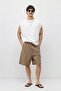 Basic oversize linen shorts stone - 4