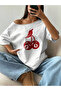 Women's 88 Cherry Printed Boat Neck Off Shoulder 100% Cotton T-Shirt