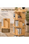 360° Rotating 3‑Tier（4‑Tier） Bookshelf with Anti-Fall Protective Baffle, for Study Room, Living Room - 4