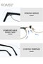 Retro Semi Rimless Blue Light Blocking Glasses Blue Light Filter Computer Reading Gaming TV Phones Square Eyeglasses Fashion Anti Eyestrain Headache Eyewear for Men Women Black Gold 50mm - 5