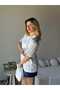 Women's White Shoulder Star Stone Detailed T-Shirt - 2