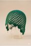 Women's Emerald Green Summer Mesh Bandana Hat with Pearls Knitted Beach Hat Bohemian Style - 3