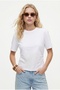 Women's Kitty 100% Cotton Side Pleated Waist Fitted Back Slit White Blouse - 2
