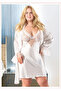 Women's Plus Size Patterned Satin Dressing Gown & Nightgown Set