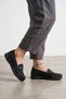 Aura Comfort – Women's Black Daily Casual Loafer Shoes with Orthopedic Soles and Shimmering Detail
