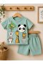 Baby Boy 3D Safari Panda Embossed Summer Set with Embroidered Top and Bottom - 4