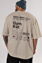 Gym Rat Oversize Back Printed Beige T-Shirt 100% Cotton Streetwear Premium Comfortable Fit - 5