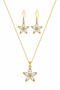 Lotus Flower Figured Gold Necklace and Earring Jewelry Set – Women's Accessory with Zircon Stones - 2