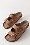 Unisex Tan Soft Pad Sole Double Strap Buckle Daily Comfortable Summer Home & Outdoor Slippers - 3