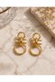 Gold Color Steel Earrings with Geometric Ring Detail - 6