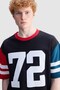 Zian Oversize Crew Neck Printed Embroidered 100% Cotton Men's Black T-Shirt - 2