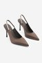 Women's Stiletto Pointed Toe Stoned Open Back Thin Classic Evening Dress Heeled Shoes Raven Brown Satin - 5