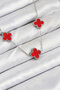316L Steel Chain Silver Red Color Clover Women Necklace Stainless Steel Colorfast Gift