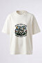 Sovalye Armor Design Back Printed Cotton White Oversize T-Shirt
