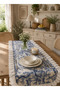 English Country Style Ruffled Linen Runner (40X 130 cm) Stain-Resistant