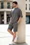 Men's Basic Oversize Short Sleeve Top and Shorts Comfortable Cut Two-Piece Set - 2