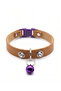 Handmade Leather Cat Collar with Bell Leather Easy-Release Clip Buckle Purple