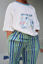 Patterned Trousers Striped Blue-Green - 5