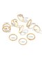 Women's Gold Color 10-Piece Ring Set with Stones, Pearls and Moon and Star Detail - 5
