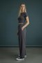 Women's Camisole Fabric Crew Neck Anthracite Crop T-Shirt - 2004 - 5