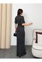 Women's Silvery Knitwear Skirt Set with Inner Lining and Button Detailing, Stylish Evening Dress Set - 3